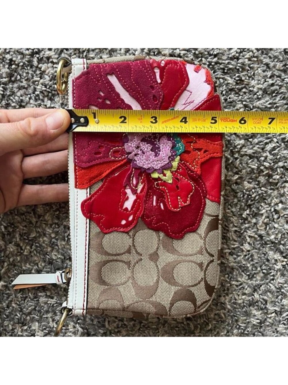 Coach Signature Poppy Applique Wristlet Rare Floral Luxury - Picture 8 of 8